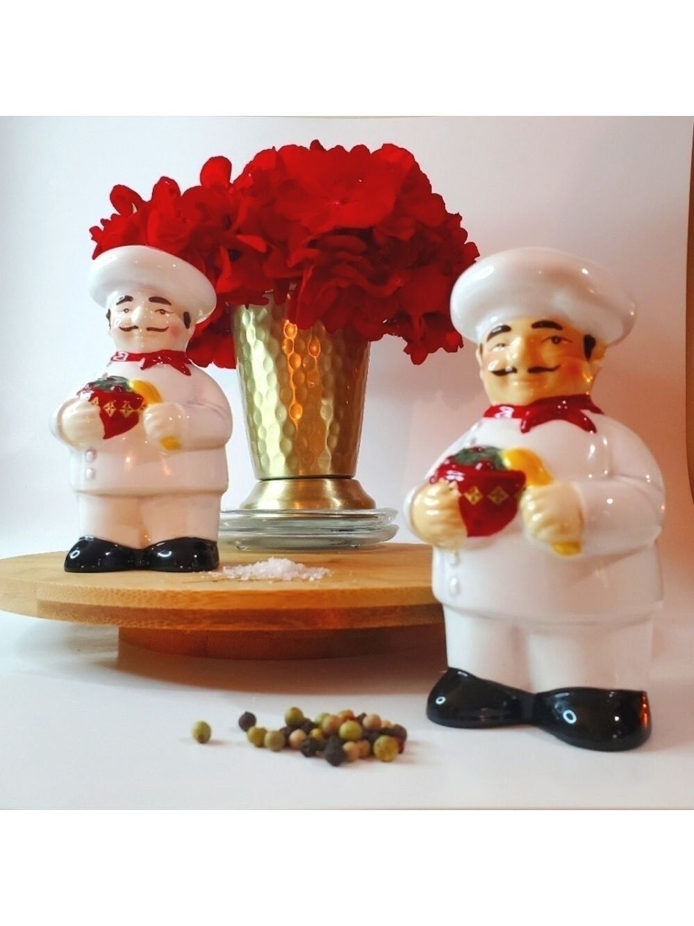 Chubby Italian Chef Salt & Pepper Shakers Jennifer Brinley Ceramic Cooking S&P